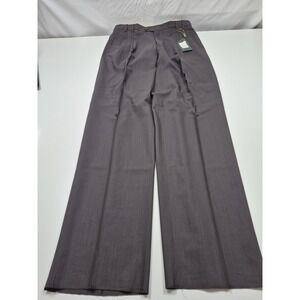Zanieri Dress Pants Mens 36x36 Gray Wool Pleated Wide-Leg Relaxed Unhemmed Italy